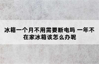 冰箱一个月不用需要断电吗 一年不在家冰箱该怎么办呢